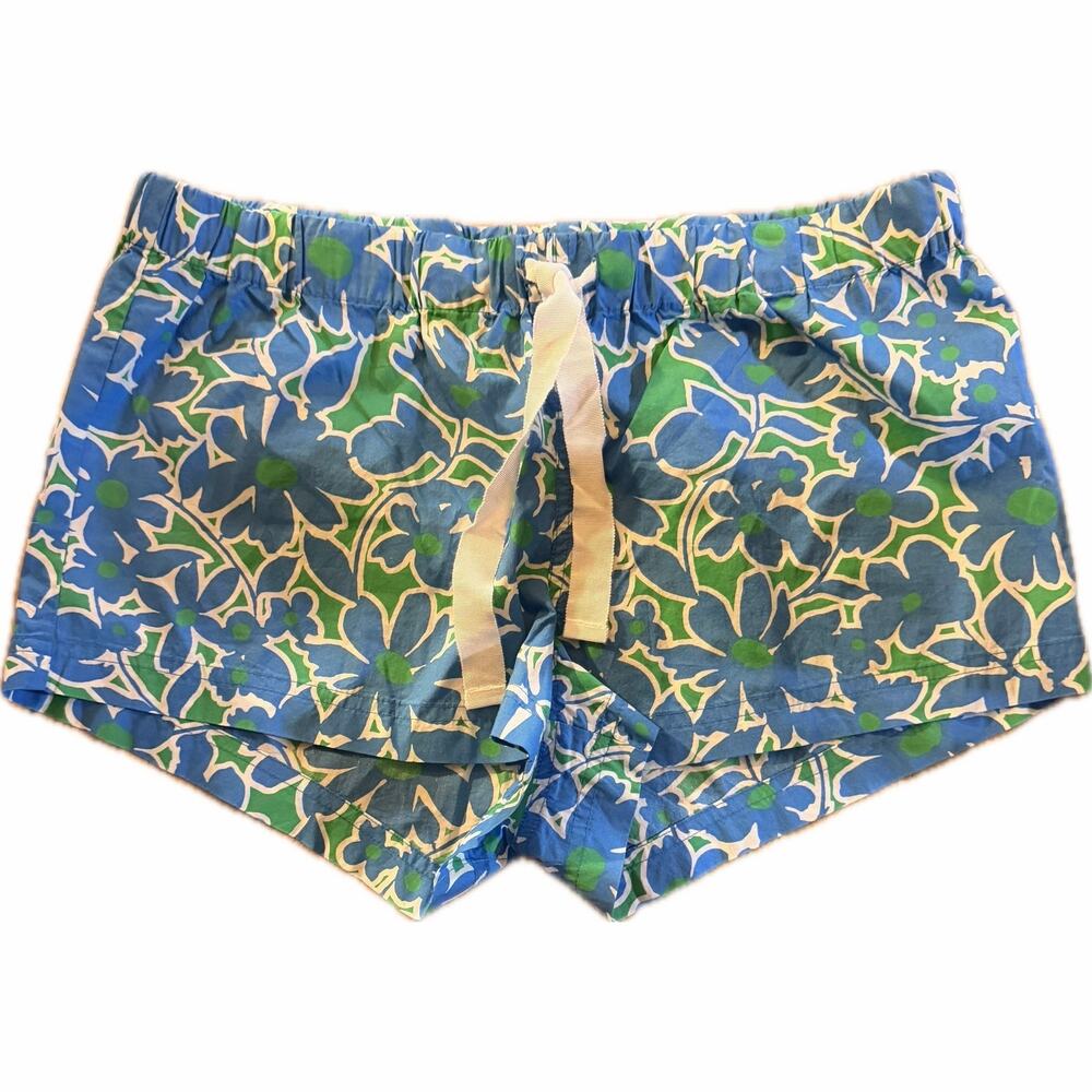 J.Crew Re-Imagined Shorts Womens M Blue Green White Floral Pull-On